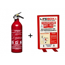 Pack Protection : Extincteur 1Kg avec Manom&egrave;tre + Couverture Anti-Feu